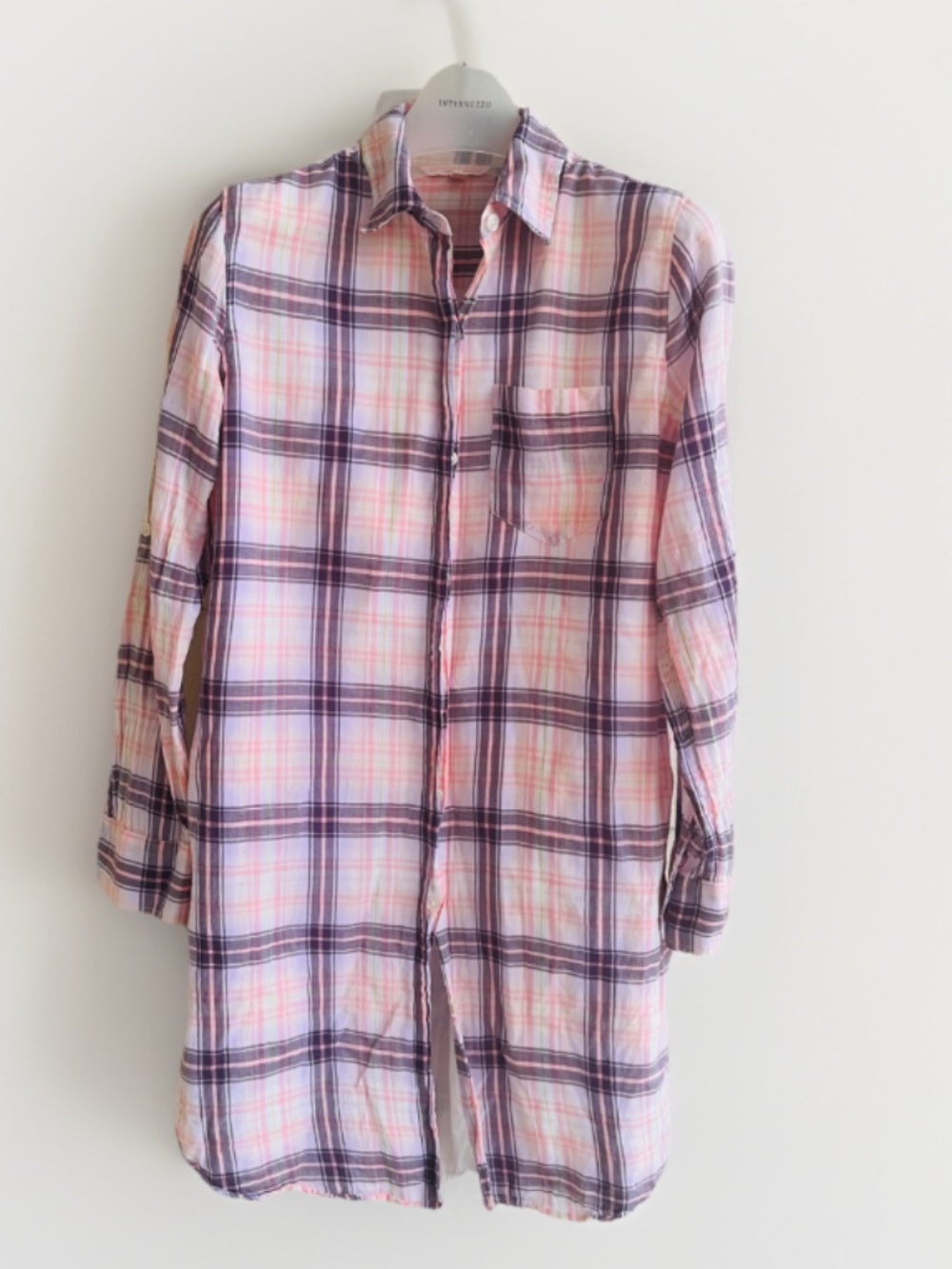 Victoria's Secret Plaid Tunic Shirt Dress Pink Purple Check Women's Size 2/XS